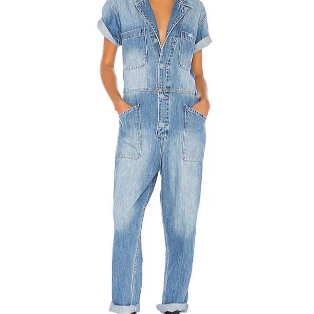 Pistola NWOT(from Revolve)Blue Denim Jumpsuit with Distressed Details - Picture 7 of 8